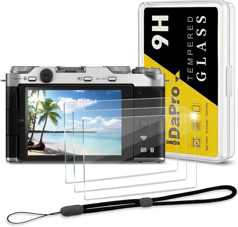 iDaPro XM-5 Screen Protector for Fujifilm X-M5/Fuji XM5 [3Pcs] +Hand Lanyard [1Pcs],Tempered Glass for X-M5,Anti-Scratch|9H Hardness|Anti-Bubble|Easy Installation - Image 1